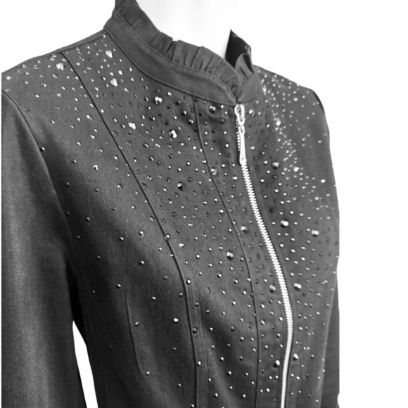 CHRISTINE ALEXANDER black Swarovski embellished twill jacket women’s medium - Picture 7 of 16